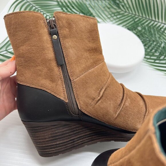 The North Face Bridgeton Wedge Zip Ankle Boots Size 10.5 Brown Suede Leather NWB - Picture 9 of 13